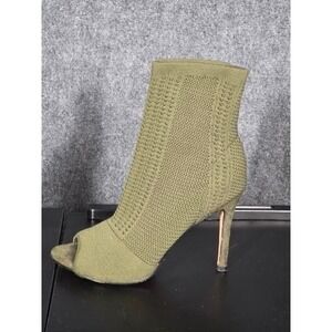 Nicole Miller Olive Green Peep Toe Sock Booties Stiletto Heels Women's Size 8.5‎